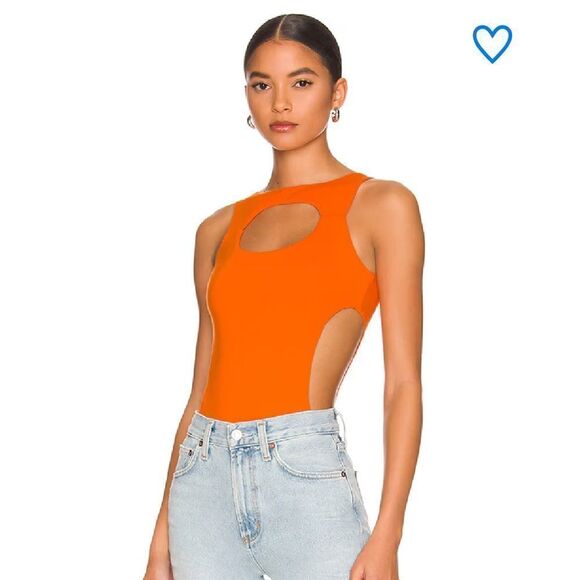 NWT superdown mabelle cut out top orange knit bodysuit Revolve S - Picture 2 of 9